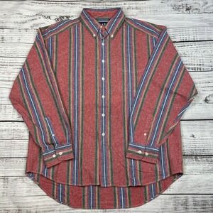 VTG 1990s GAP Striped Multicolor Button Shirt Heavy Sz XL Red Sean Wotherspoon